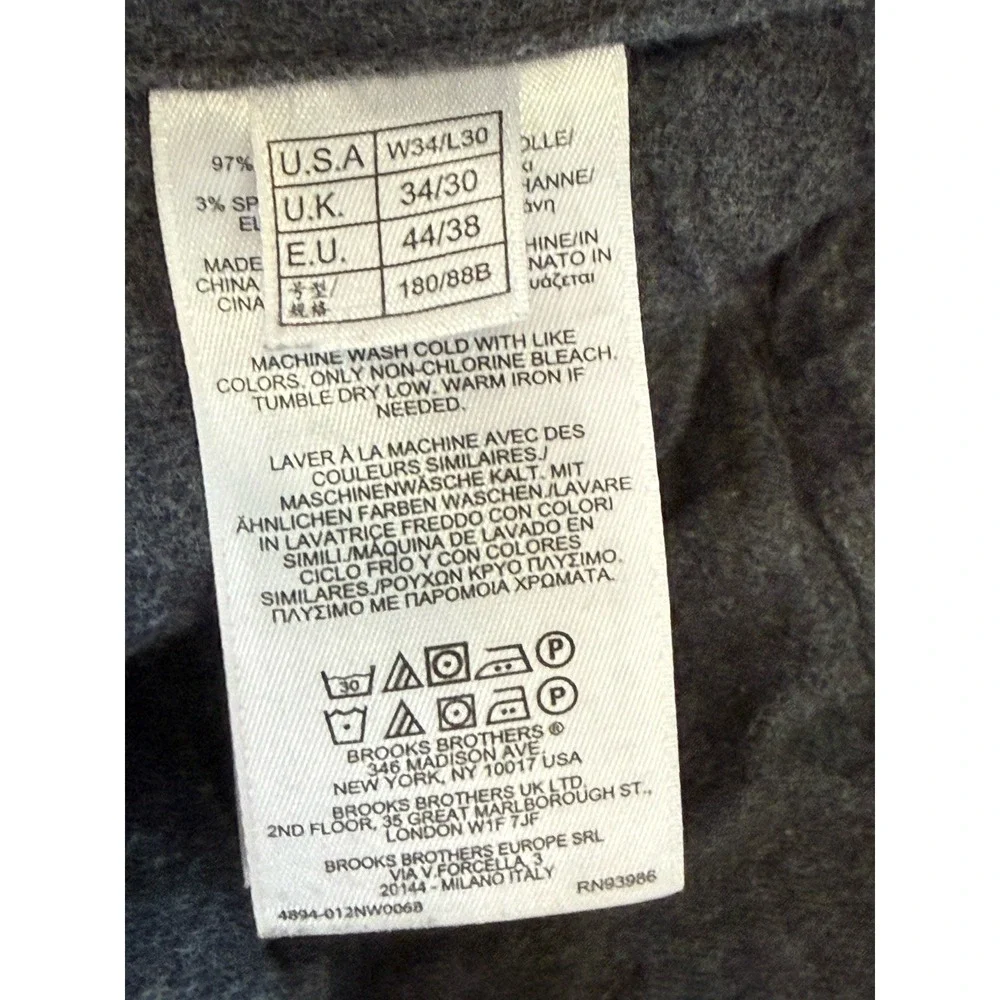 Brooks Brothers Khaki Pants Men's 34x30 Beige Clark Heavy Stretch Chino Vtg YKK‎